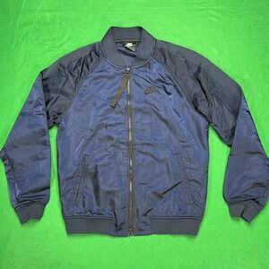 Nike Sportswear NSW Bomber Destroyer Jacket Blue Satin Men's Small